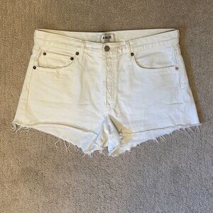 Agolde Parker Cutoff Denim Shorts White